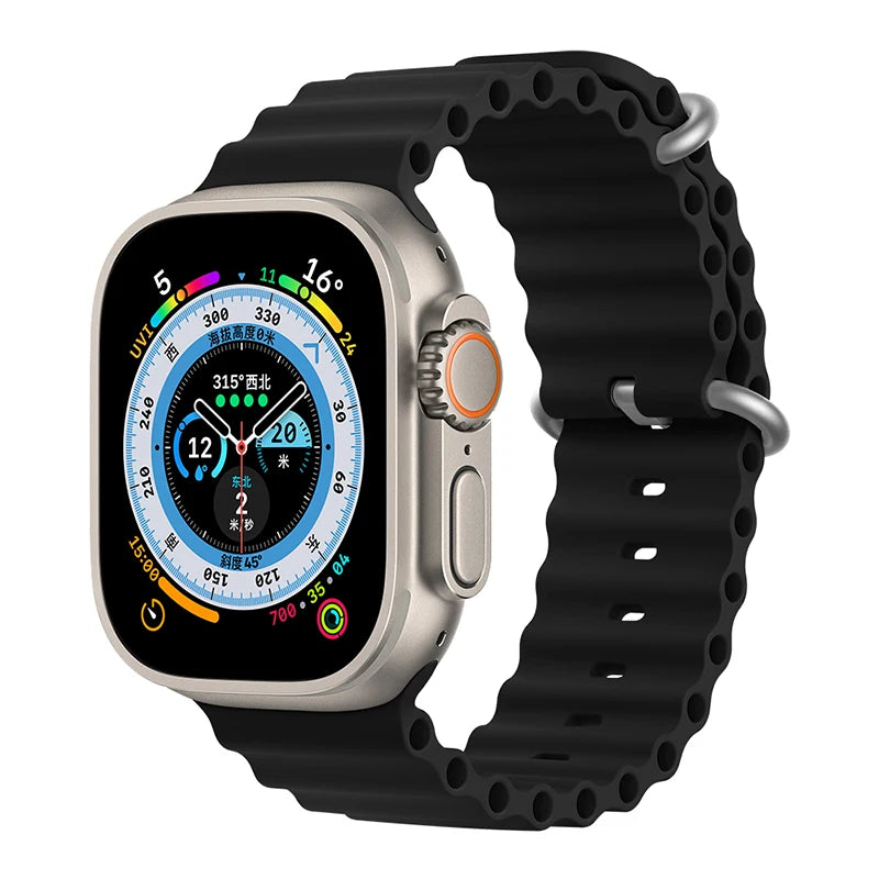 Ocean Strap for Apple Watch Ultra 2 Band 49mm 44mm 40mm 45mm 41mm 42mm 46mm 38mm Silicone Bracelet iWatch Series 10 9 SE 8 7 6 5