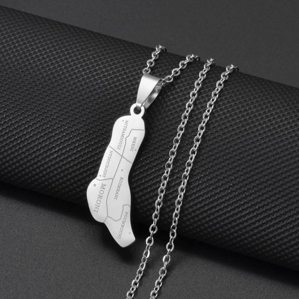 Anniyo Comores Map With City Name Necklaces for Women Comoros Jewelry Grand Comore Island @365221
