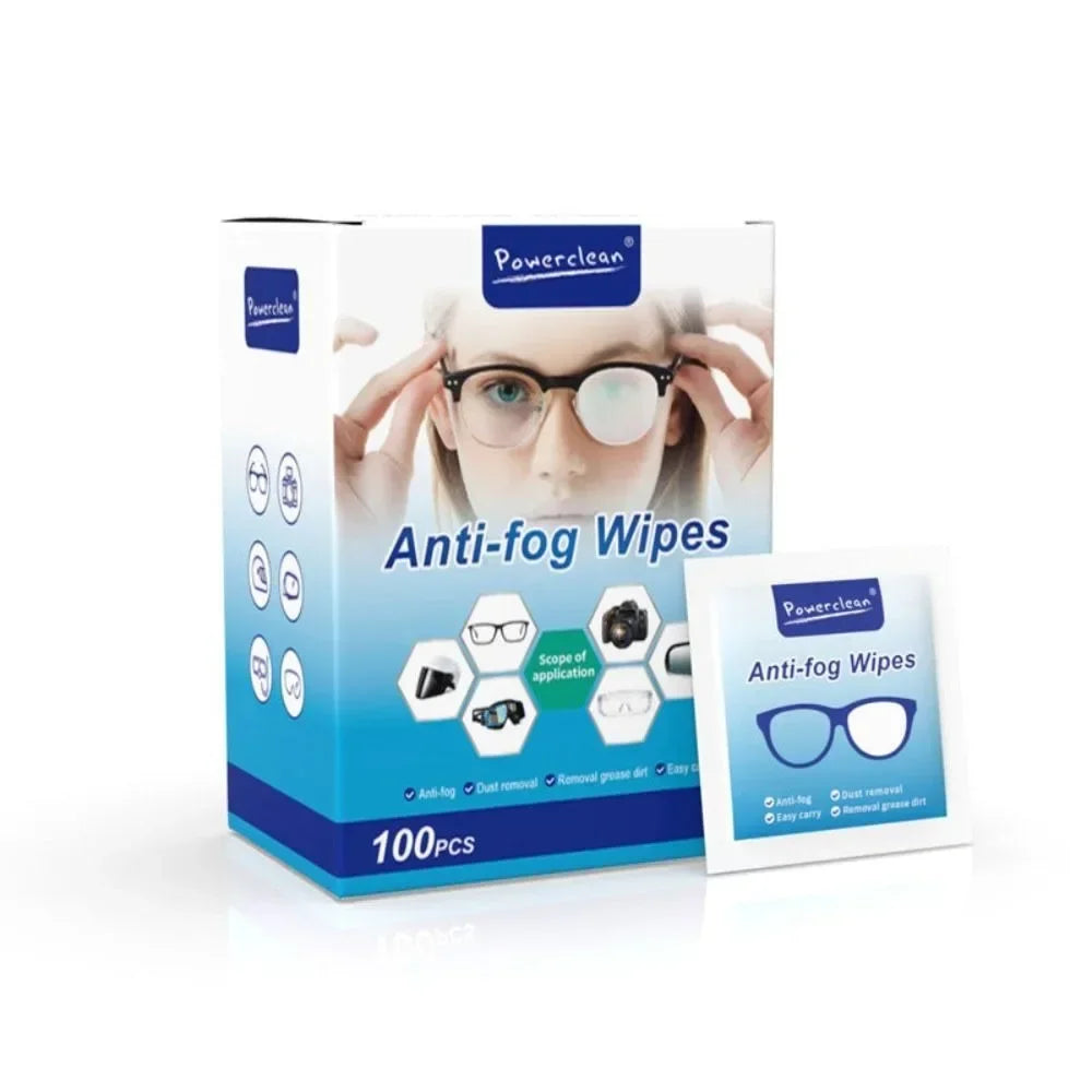100Pcs/Box Glasses Cleaner Wet Wipe Disposable Anti Fog Misting Dust Remover Cleaning Lens Wipes Sunglasses Phone Screen