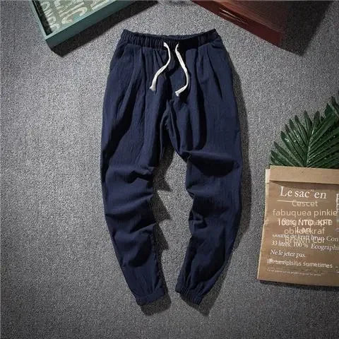Hanfu Tang Suit Loose-fit Casual Pants Asian Style Lightweight Linen Cotton Blend For Spring Summer Men's Trendy Pants