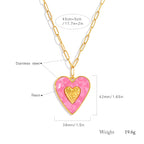 Big Bohemian Heart Pendant - 18K Gold Plated Stainless steel Statement Necklace, Bold Personality Jewelry for Women