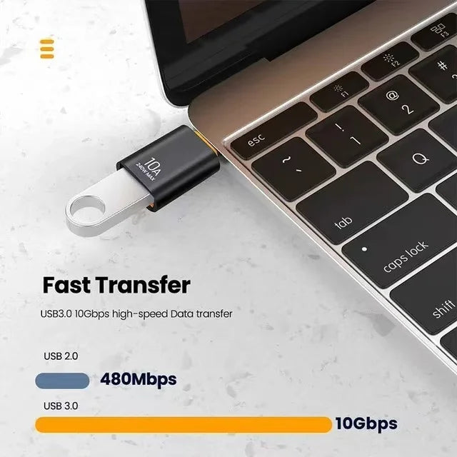 USB To Type-C Adapter 10A OTG USB 3.0 Type C Male To USB Female Converter Fast Charging Data Transfer For Macbook iphone Samsung