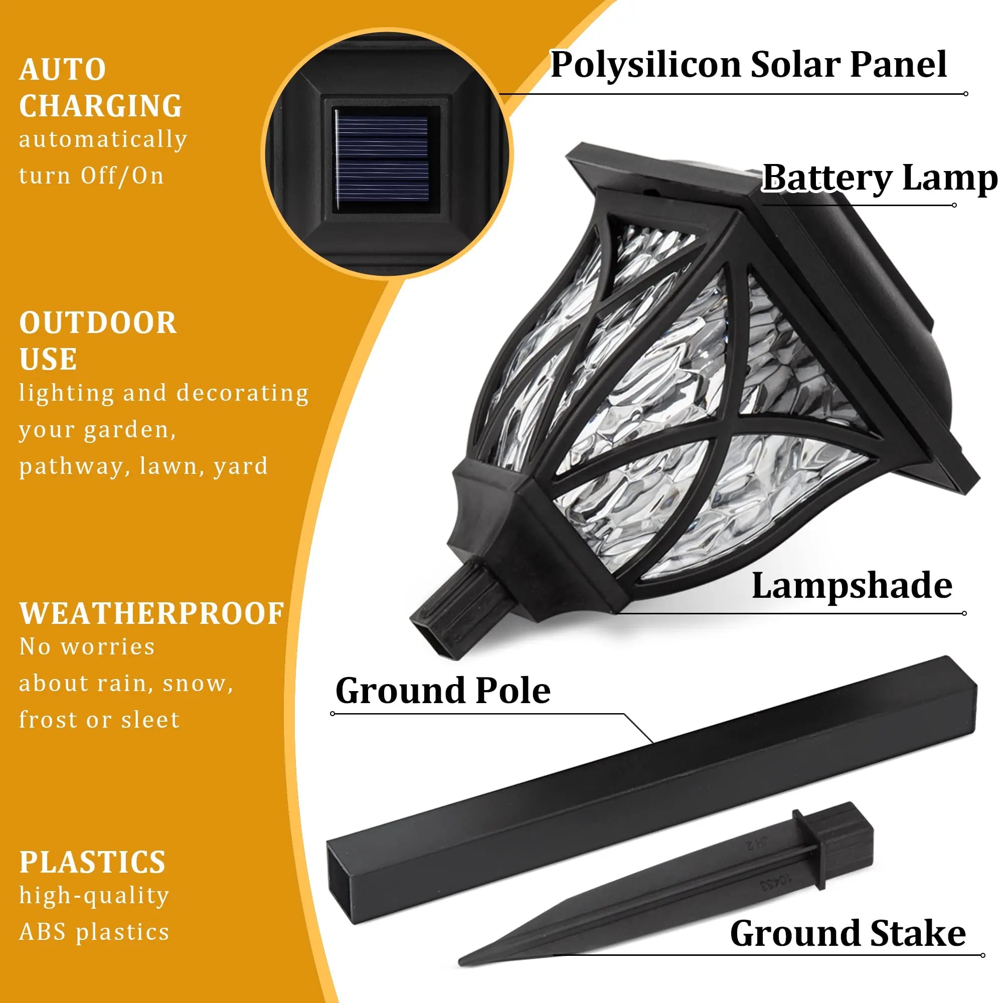 2pcs Led Solar Lawn Lights Outdoor Lamp Waterproof Warm Light Garden Courtyard For Walkway Path Villa Landscape Lights