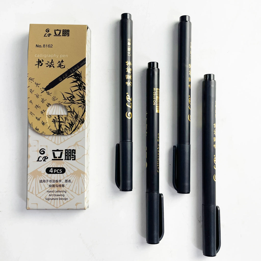 4 pcs Size black Chinese style Calligraphy Brush tip Pen  for Student easy writing Markers Art Office School Supplies Stationery