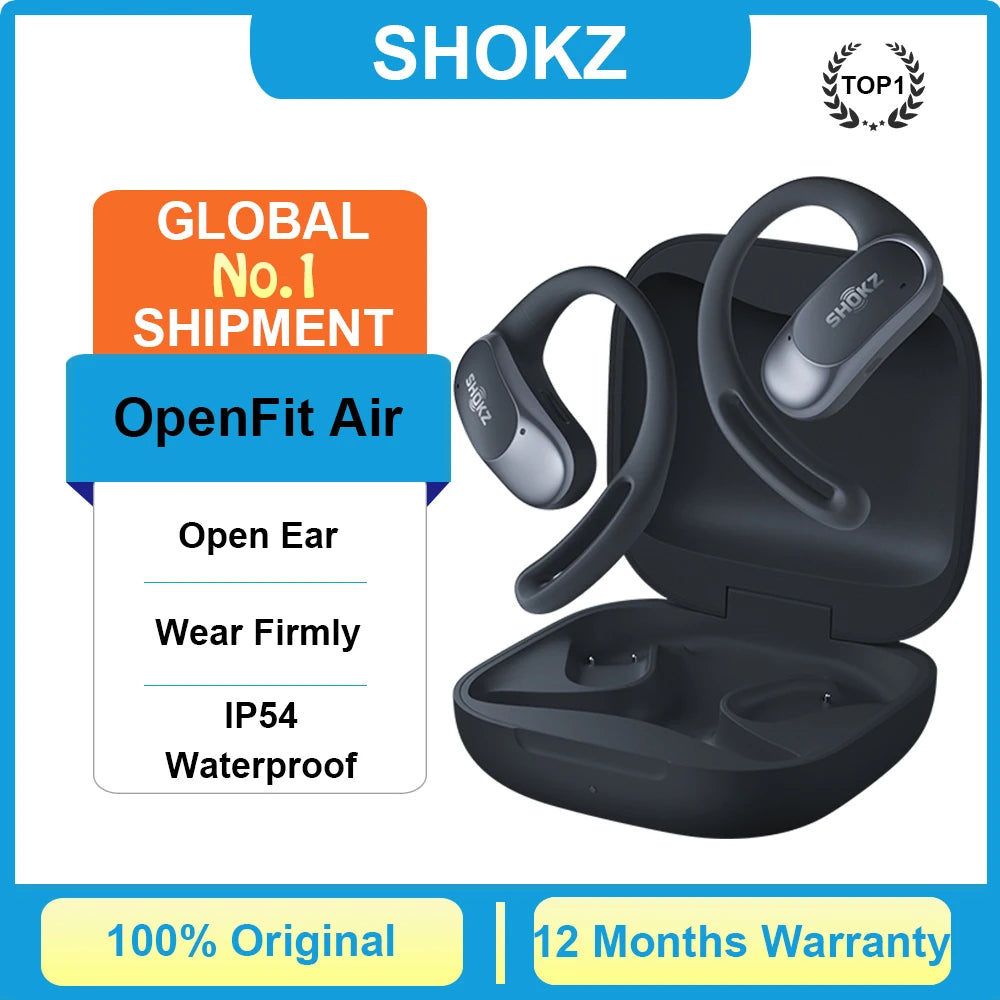 Hot Sale SHOKZ OpenFit Air Wireless Bluetooth Earphone Open Ear IP54 Waterproof Earhooks Sports Earbuds Support APP