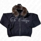 Y2k Gothic Punk Hip Hop Letter Print Faux Fur Collar Zip Up Hoodie Harajuku Aesthetic 2000s Hoodies Clothes Streetwear EMO Girl