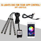 RGB Automotive Atmosphere Decorative Lamp Led Interior Light Strip Car Foot Ambient Lights with USB Cigarette with Remote Voice