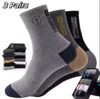 5Pairs Breathable Cotton Sports Stockings Men Bamboo Fiber Autumn and Winter Men Socks Sweat Absorption Deodorant Business Sox