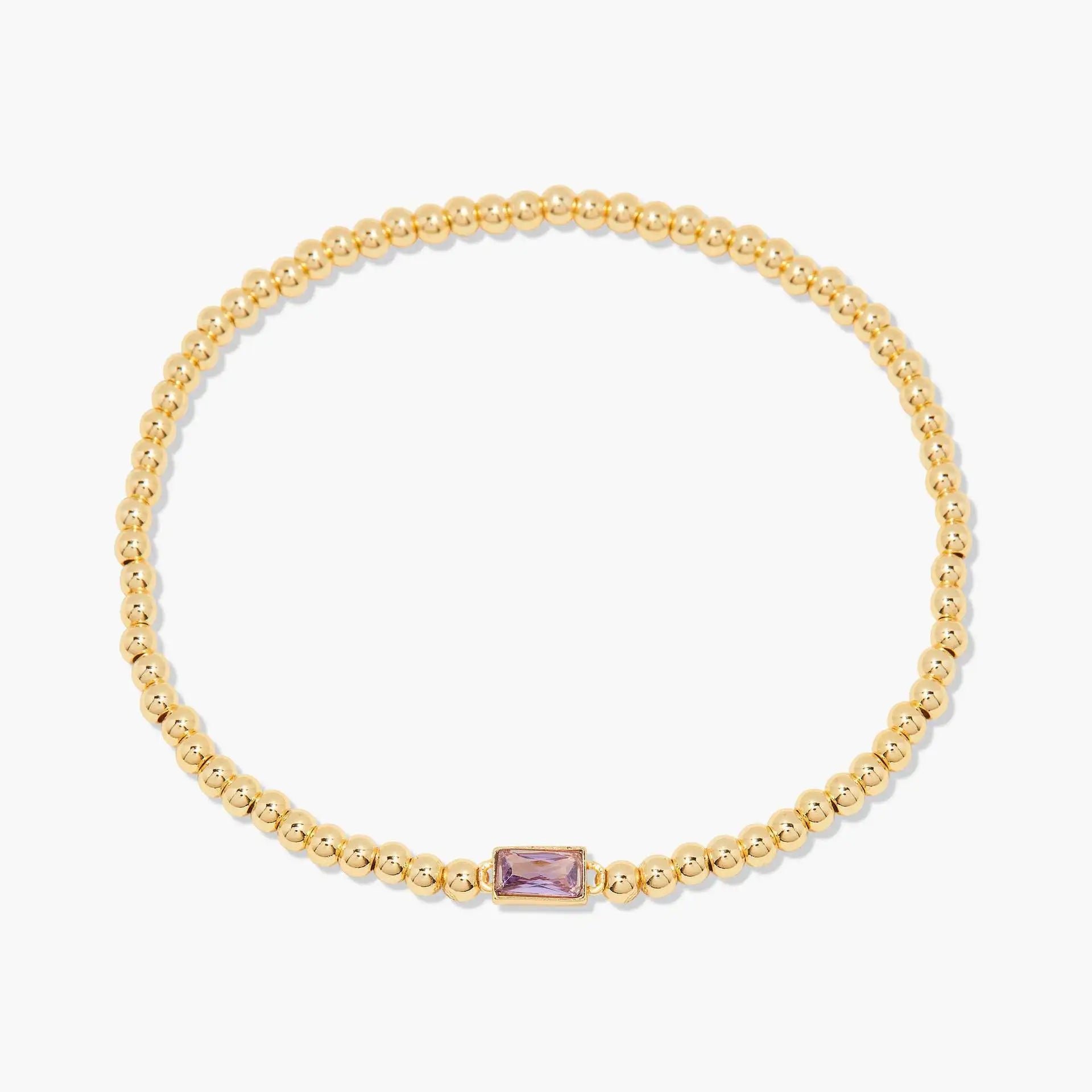 Miranda Unique Birthstone Bracelet 18K Gold Plated Stainless Steel Hypoallergenic Stretch Braceletable Jewelry Gift For Mom