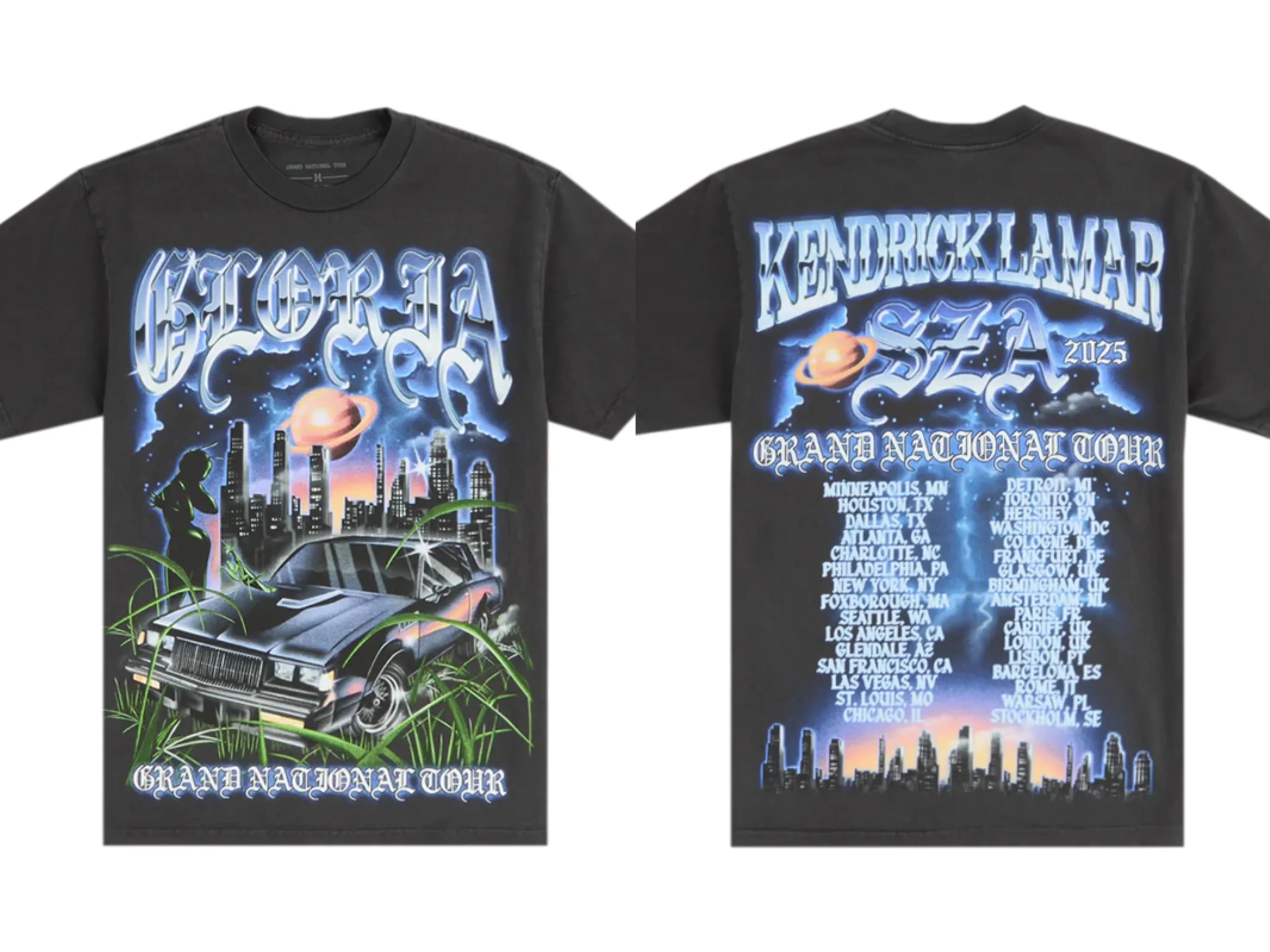 SZA Kendrick Lamar 2025 Global Tour Printed T-Shirt Fan Women's T-Shirt Vintage Cotton Fan Support Short Sleeve Top Pro Choice