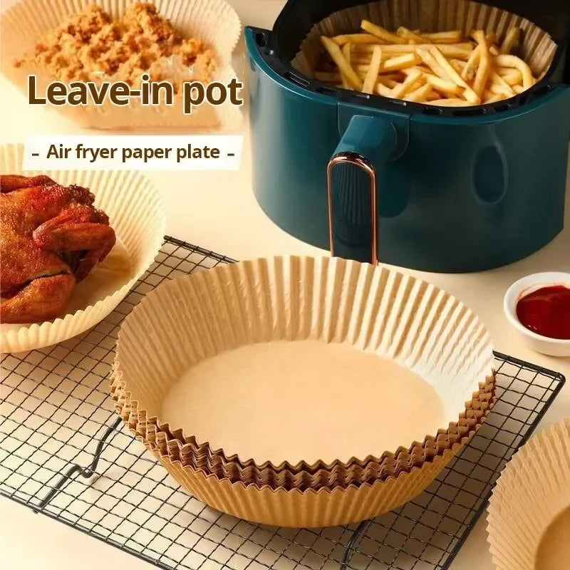 50pcs/set Disposable Air Fryer Paper Liner 20CM Oil-proof Water-proof Airfryer Disposable Cooking Paper Trays Baking Paper