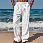Spring Summer Thin Cotton Linen Loose Pants for Men Casual Elastic Waistband Solid Color Trousers Plus Size Beach Pants Man