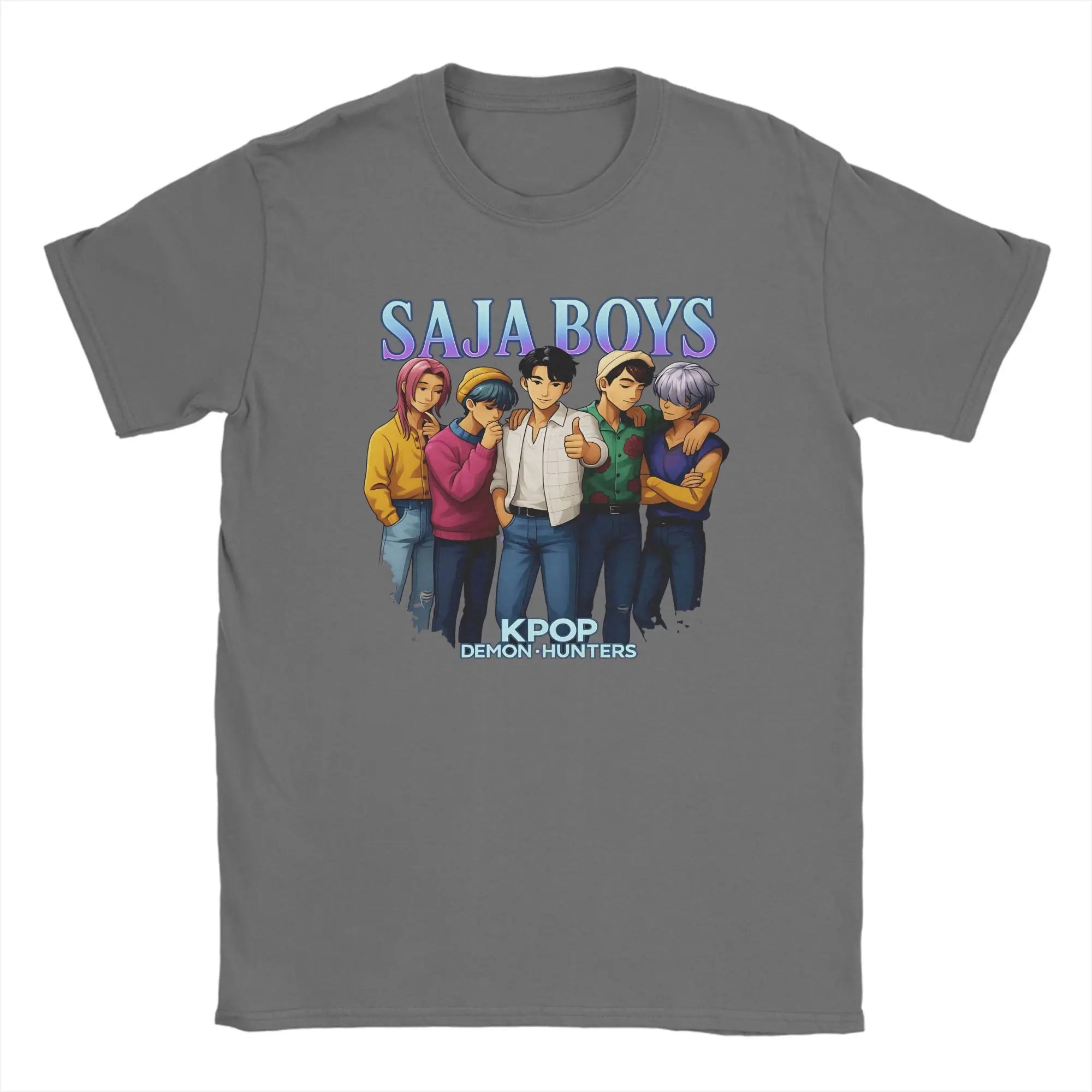 Casual T Shirt Beach Saja Boys Kpop Demon Hunters Anime Style Hippie T Shirts Cotton Tee Shirt for Men Retro Short Sleeve Tees