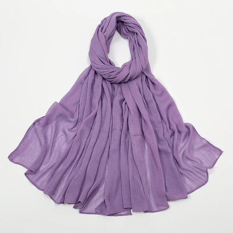New Arrival Crinkle Rayon Hijab Women Muslim Scarf Shawls Solid Headscarf Wraps Big Size Plain Islamic Turban Headbands Foulard