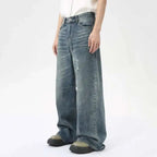 IEFB American Style Men's Denim Pants Washing Fashion Loose Men's Straight Trousers Casual Wide Leg Jeans New Summer 2024 9C6303