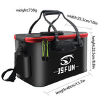 JSFUN Fishing Bucket Folding Thickening Living Fish Bucket Without Oxygen Pump Portable EVA Water Tank Outdoor Fishing Live Fish