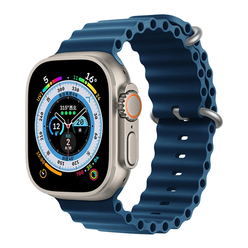 Ocean Strap for Apple Watch Ultra 2 Band 49mm 44mm 40mm 45mm 41mm 42mm 46mm 38mm Silicone Bracelet iWatch Series 10 9 SE 8 7 6 5