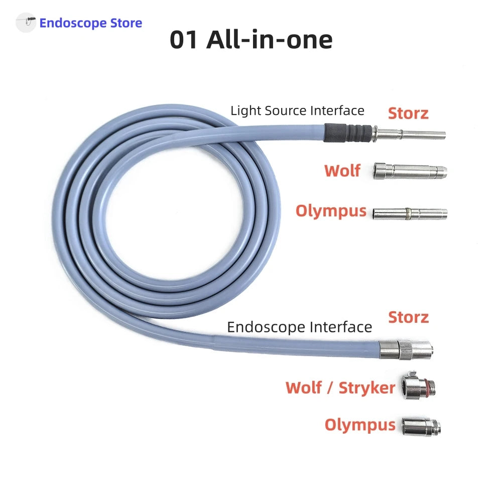 High-Transmittance Φ4mm Endoscope Endoscopy Light Source Optical Fibers Cables 1.8m 2m 2.5m 3m Fit All Interface Autoclave