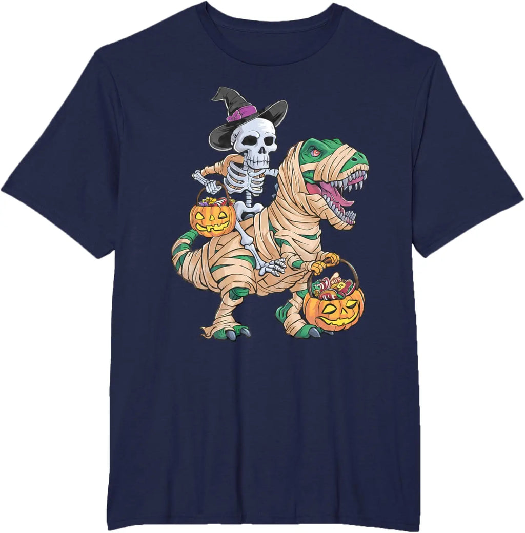 Skull Dinosaur Graphic Men's T-Shirt 3D Printed Halloween Style O-Neck Short Sleeve Tees Loose Breathable Quick Dry Male Clothes