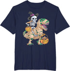 Skull Dinosaur Graphic Men's T-Shirt 3D Printed Halloween Style O-Neck Short Sleeve Tees Loose Breathable Quick Dry Male Clothes
