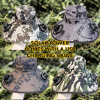 Solar Fan Hat Summer Camouflage Sun Bucket Hat for Men Women Outdoor Mountaineering Sunshade Fisherman Hat with Dual Cooling Fan