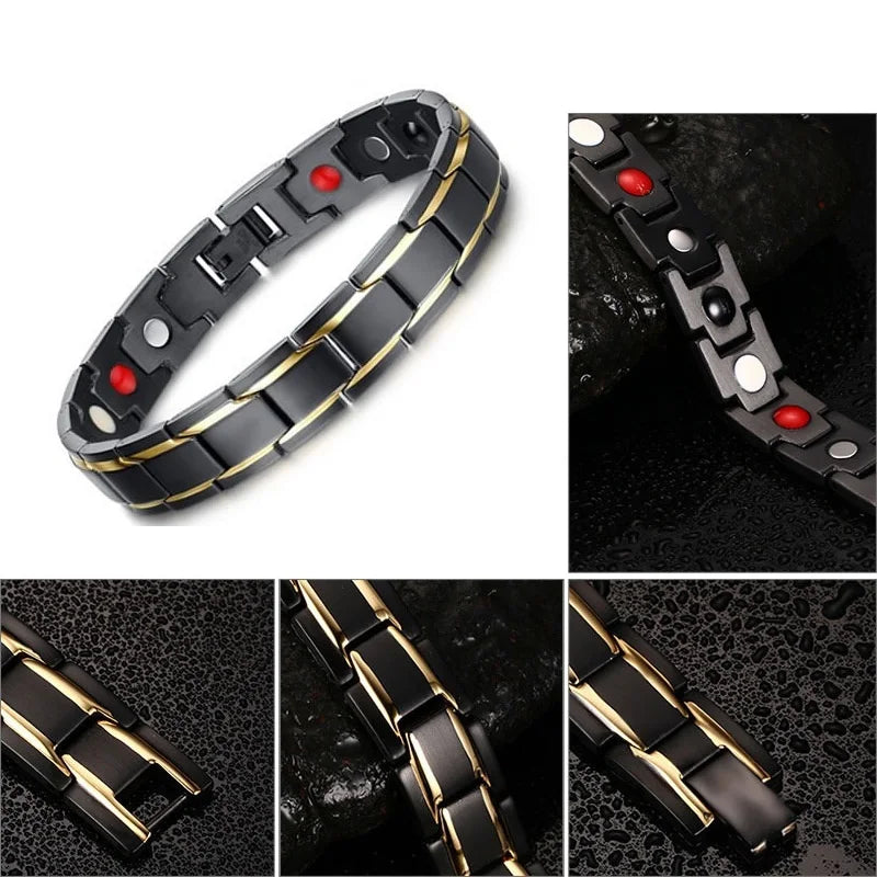 Hot Sale Luxury Fashion Health Energy Bracelet Men Stainless Steel Bio Magnetic Anti-fatigue Anti-radiation Bracelets Jewelry
