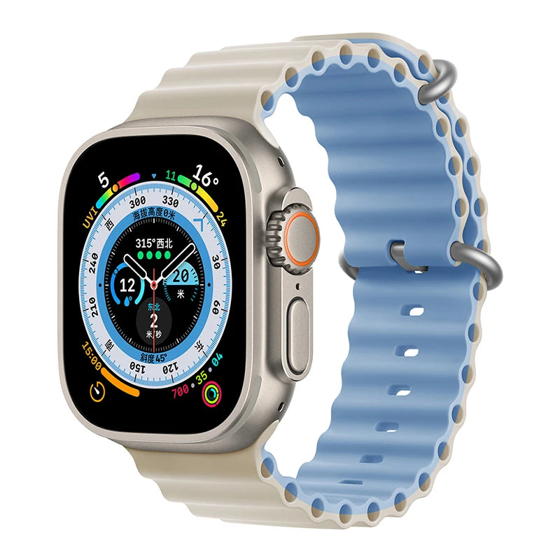 Ocean Strap for Apple Watch Ultra 2 Band 49mm 44mm 40mm 45mm 41mm 42mm 46mm 38mm Silicone Bracelet iWatch Series 10 9 SE 8 7 6 5