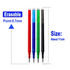 4Pcs/Set 0.7mm Erasable Gel Pen Retractable Handle Office School Writing Stationery Blue Black Red Ink Cartridge Refill Rods