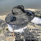 Solar Fan Hat Summer Camouflage Sun Bucket Hat for Men Women Outdoor Mountaineering Sunshade Fisherman Hat with Dual Cooling Fan
