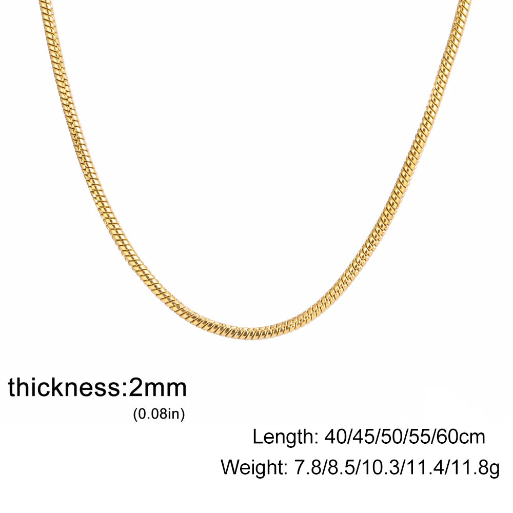 Cazador Stainless Steel Snake Chain Necklaces for Women Men Jewelry 2025 0.9mm 1.2mm 1.5mm 2mm Thickness Chains Birthday Gift