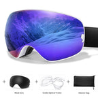 Ourdoor Sports Teen Men Women Ski Goggles-Anti-fog UV400 Eyewear, Christmas and New Year Gift, Free Black Lens and Optical Frame