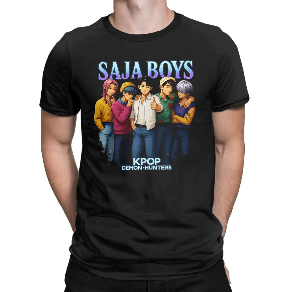 Casual T Shirt Beach Saja Boys Kpop Demon Hunters Anime Style Hippie T Shirts Cotton Tee Shirt for Men Retro Short Sleeve Tees