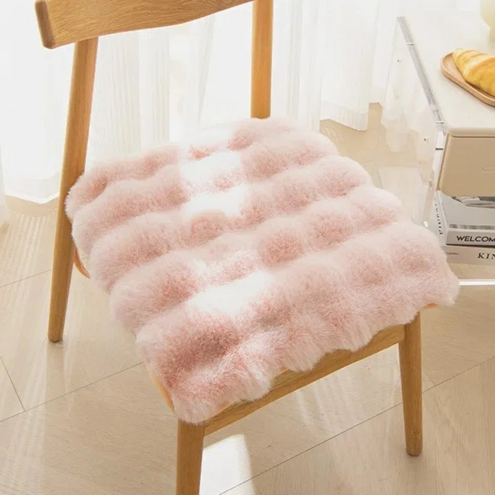 Warm Rabbit Plush Plush Chair Seat Non Slip Thickened Winter Chair Pads Square Chair Seat Pads Home