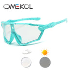 OMEKOL Brand New Photochromic Cycling Sunglasses Men Women Outdoor Sports Mountain Bike Bicycle Eyewear MTB Baseball Glasses