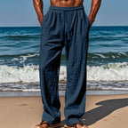 Spring Summer Thin Cotton Linen Loose Pants for Men Casual Elastic Waistband Solid Color Trousers Plus Size Beach Pants Man