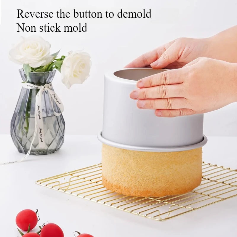 4/6/7/8 Inch Round Cake Pan Set With Removable Bottom Aluminum Alloy Chiffon Cake Mold Mould Set Round Cakes Tin Bakeware Tool