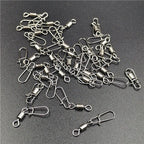 50pcs/lot Fishing Connector  2# 4# 6# 8# 10# Pin Bearing Rolling Swivel Stainless Steel With Snap Fishhook Lure Tackle