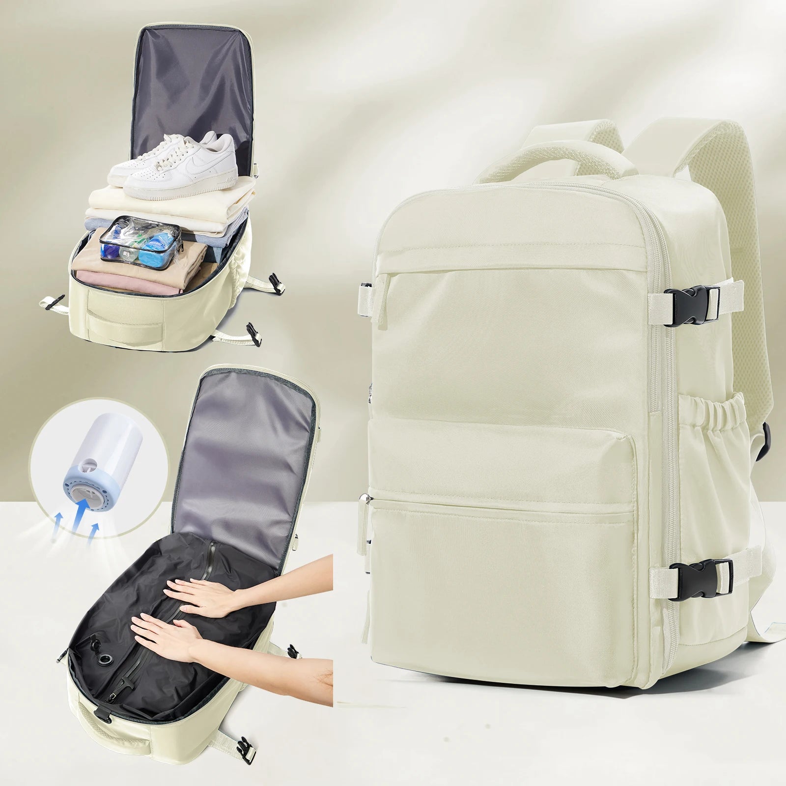Vacuum Backpack Travel Bag for Men Large Capacity Backpack Business Laptop Backpack Women Men Expandable Backpack School Bag