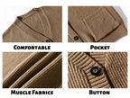 Thick Needle Texture Thickened Lazy Wind Cardigan Sweater Men's Autumn  Winter Keep Warm Retro Solid V-Neck Knit Sweater Jacket