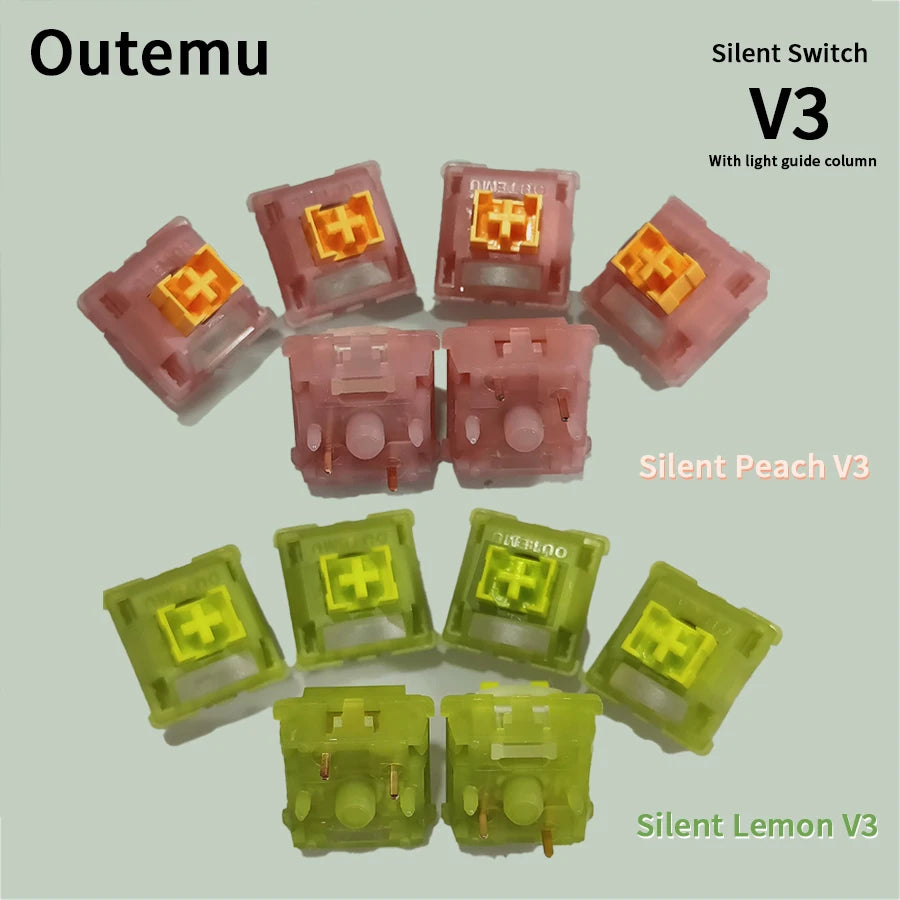 Outemu Silent Peach V3 Switch Lubed Silent Lemon V3 Switches Mechanical Keyboard Linear Tactile 5Pin Paragraph Axis Hot swap