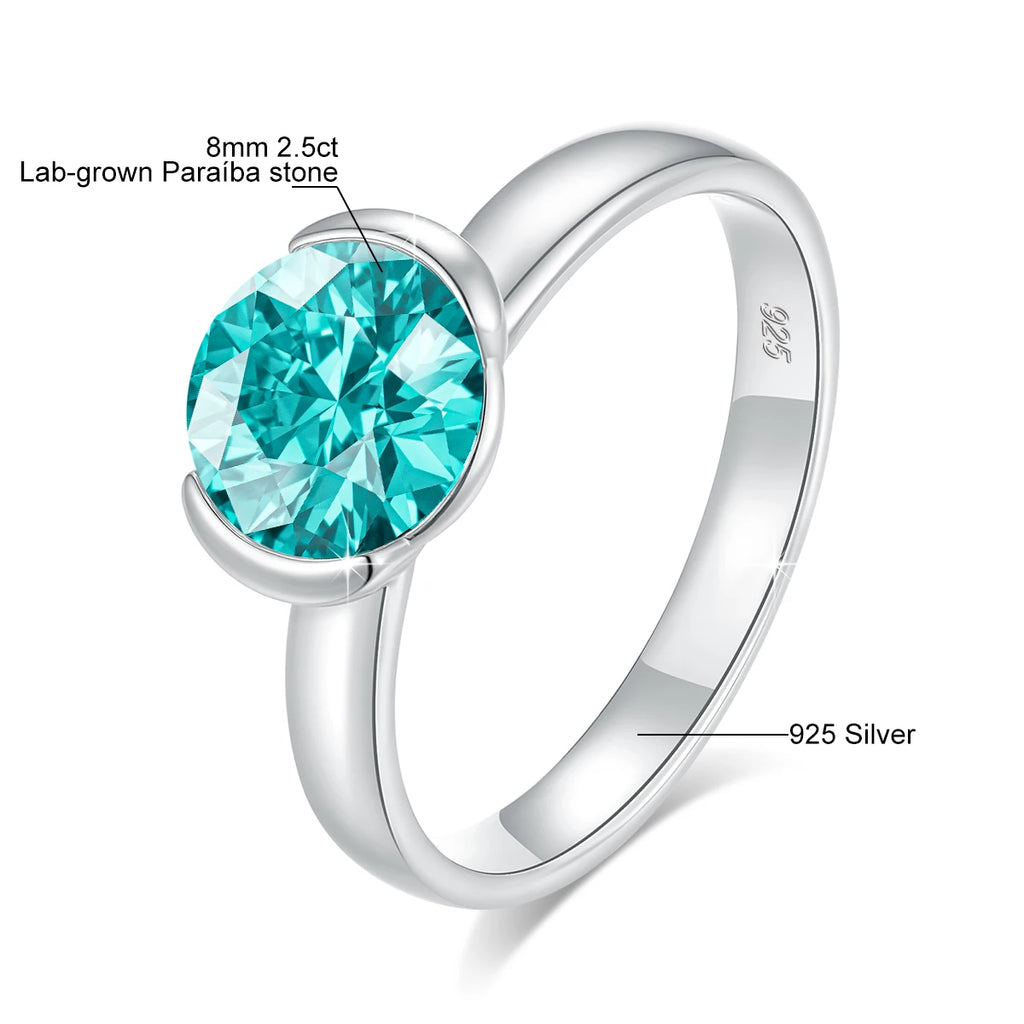 8mm Lab Grown Emerald Ring 925 Sterling Silver Round Cut for Women Men Colorful Rings Engagement Wedding Fine Jewelry