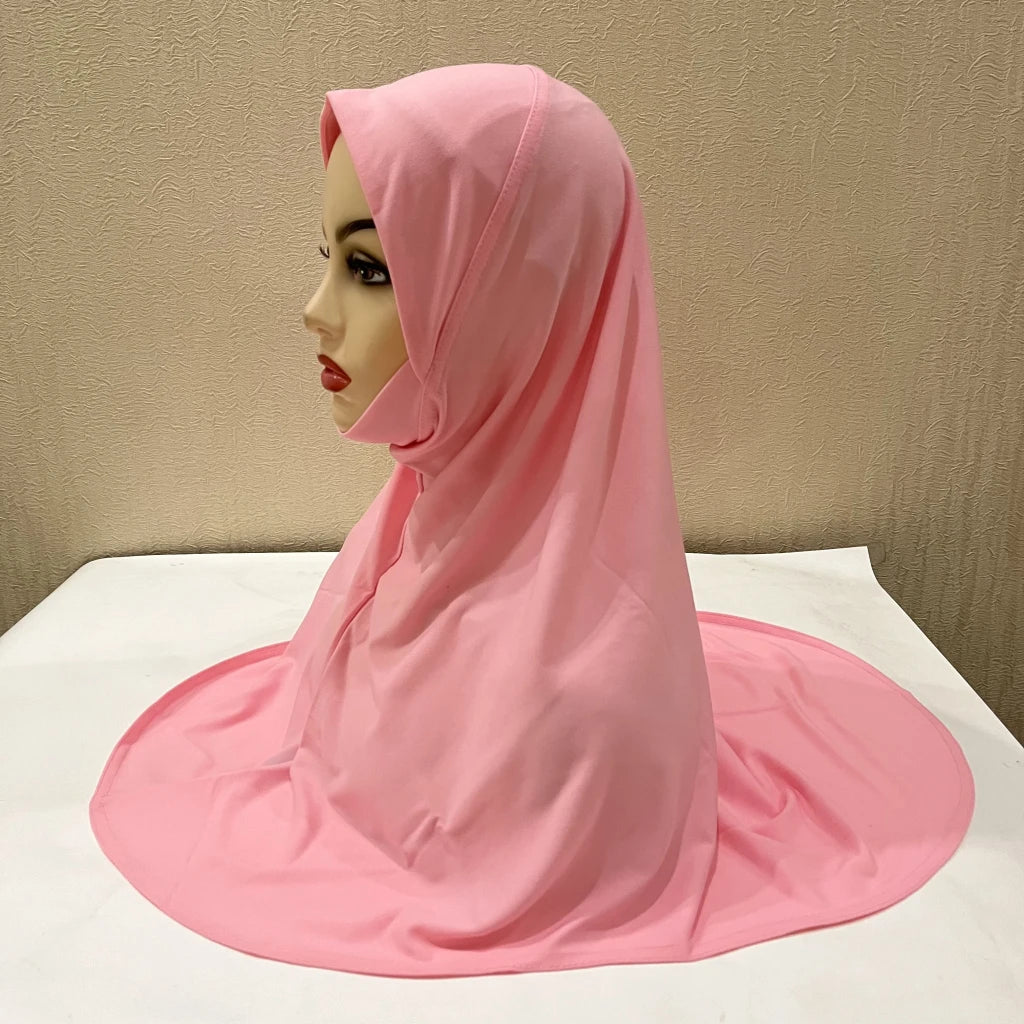 H302 Teenage girls Plain muslim hijab with chin part top quality amira pull on islamic scarf hot sell headscarf ramadan pray hat