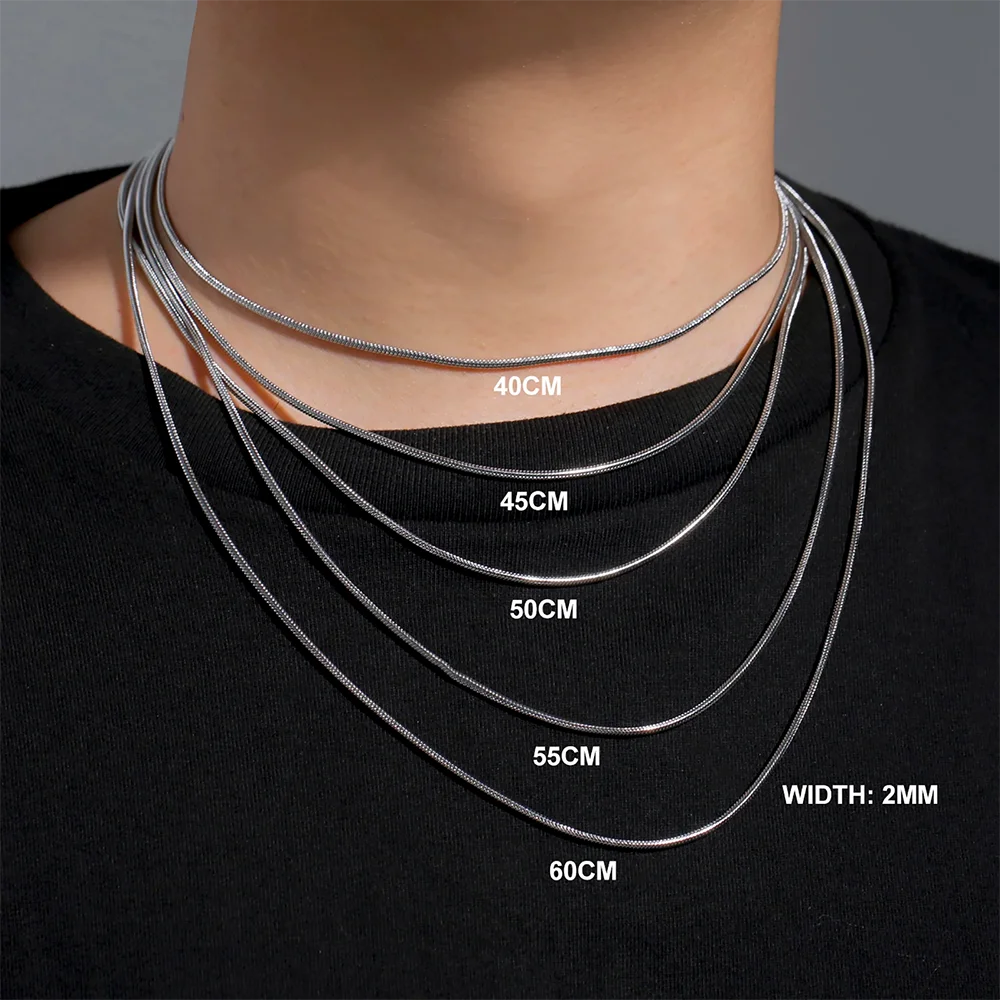 Cazador Stainless Steel Snake Chain Necklaces for Women Men Jewelry 2025 0.9mm 1.2mm 1.5mm 2mm Thickness Chains Birthday Gift
