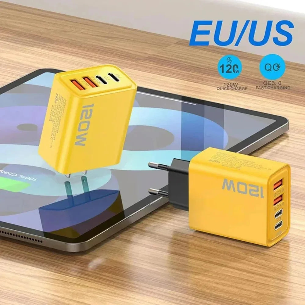 120W PD USB Charger Type C Fast Charging Mobile Phone Adapter For iPhone Samsung Xiaomi Quick Charge 3.0 EU/US Plug Wall Charger