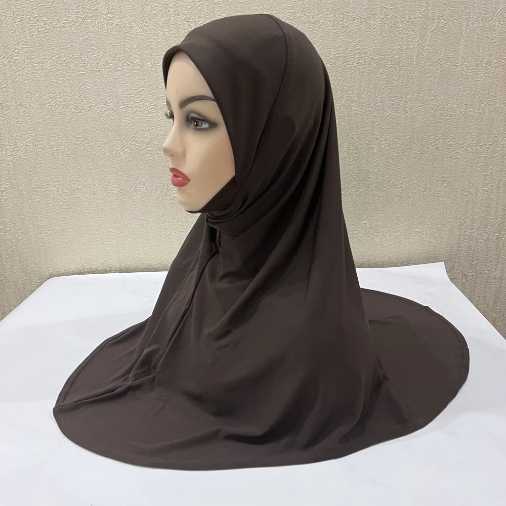 H302 Teenage girls Plain muslim hijab with chin part top quality amira pull on islamic scarf hot sell headscarf ramadan pray hat