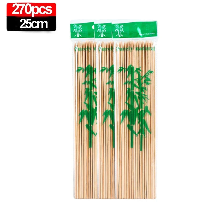 270/90PCS Disposable Food Sticks Bamboo Skewer Stick Wood Long Thick Rattan Sticks for Party Buffet Food Fruit Barbecue Tools