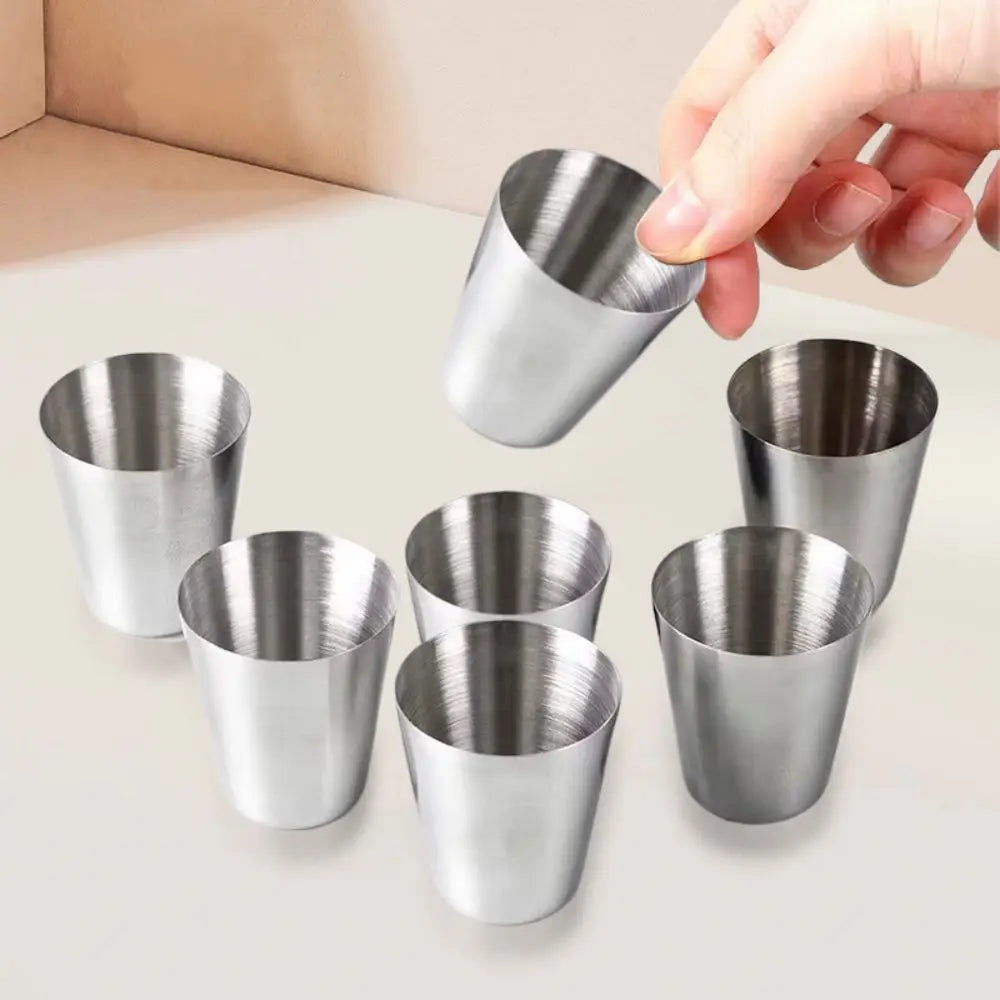 6Pcs/set Outdoor Practical Travel Stainless Steel Cups Mini Set Glasses For Whisky Wine With Case Portable Drinkware 30/70ml