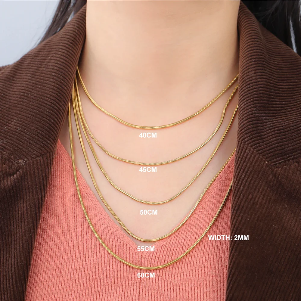Cazador Stainless Steel Snake Chain Necklaces for Women Men Jewelry 2025 0.9mm 1.2mm 1.5mm 2mm Thickness Chains Birthday Gift
