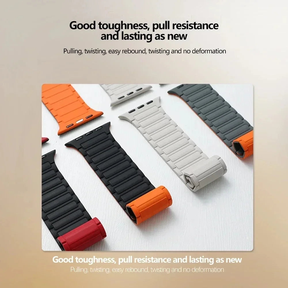 Magnetic Loop strap for Apple watch S10 46mm 42mm 40mm 41mm 45mm 44mm 49mm Silicone Strap for lWatch Series Ultra 2 9 8 7 6 5 4