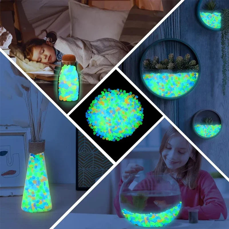 100pcs Colorful Glowing Rocks for Aquarium Decoration Glow in The Dark Pebbles